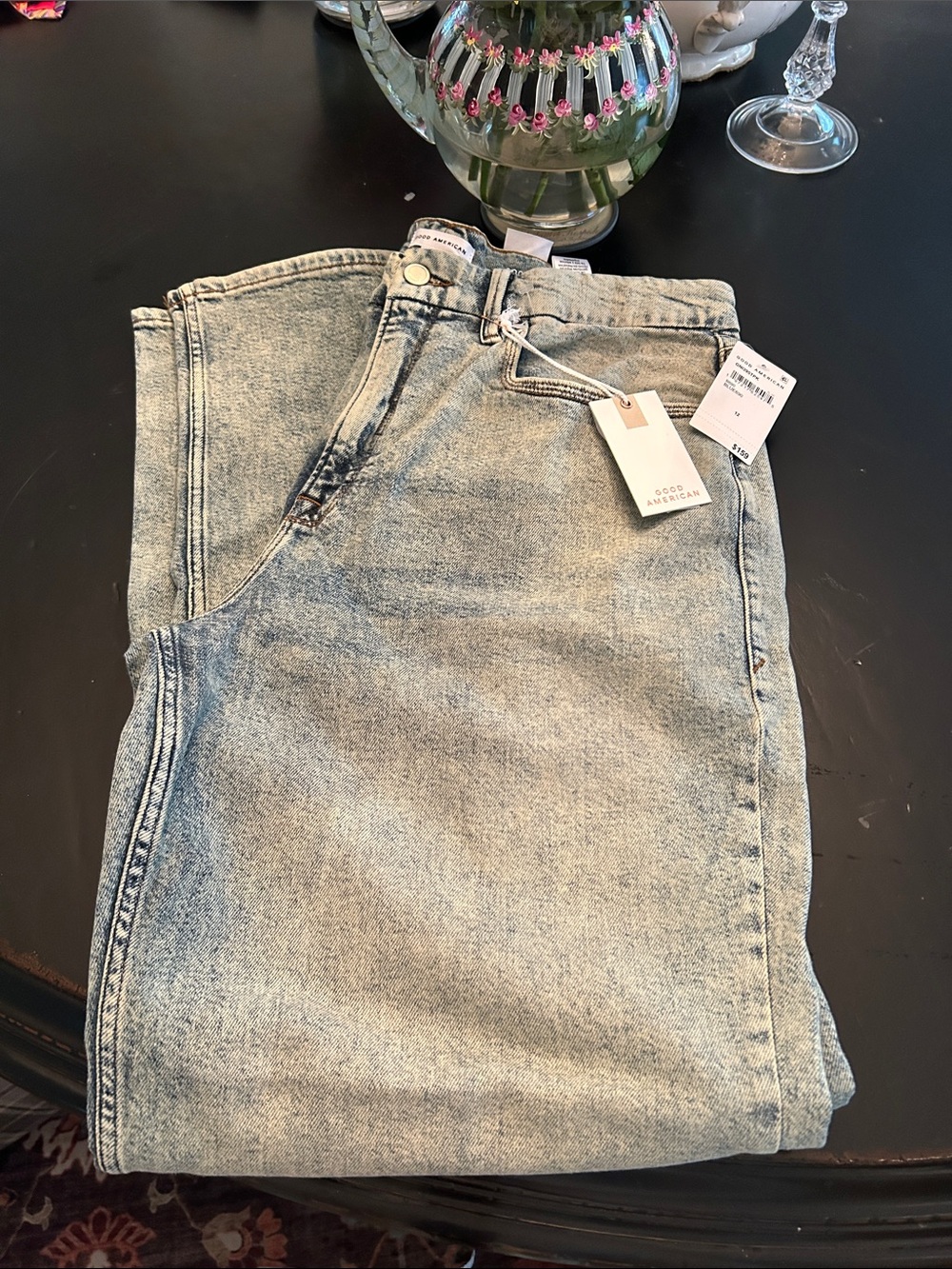 Good American Light Wash High-Rise Mom Jeans NWT